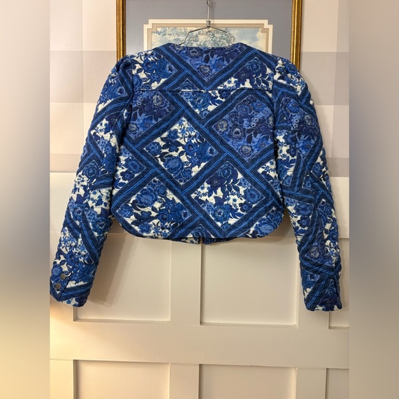7 For All Mankind Blue Patterned Quilted Jacket Size Small - Picture 3 of 7